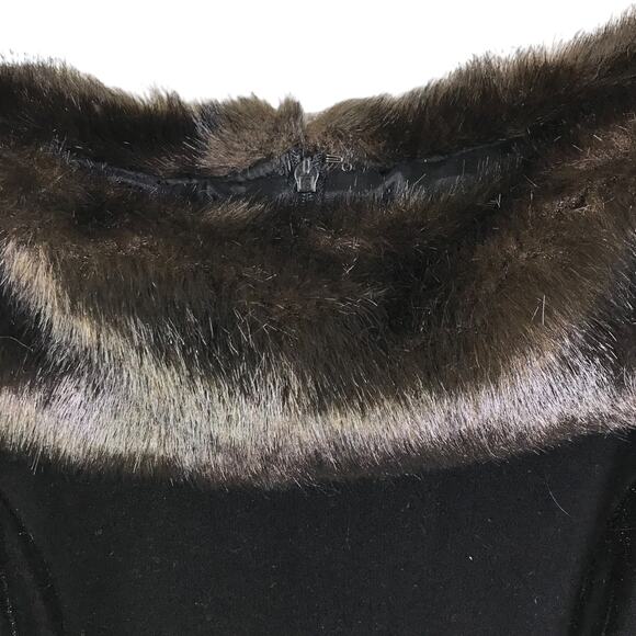 Cachet Dress Women 8 Vintage 80s Maxi Black Faux Fur Stretch Velvet Long Sleeve - Picture 5 of 10